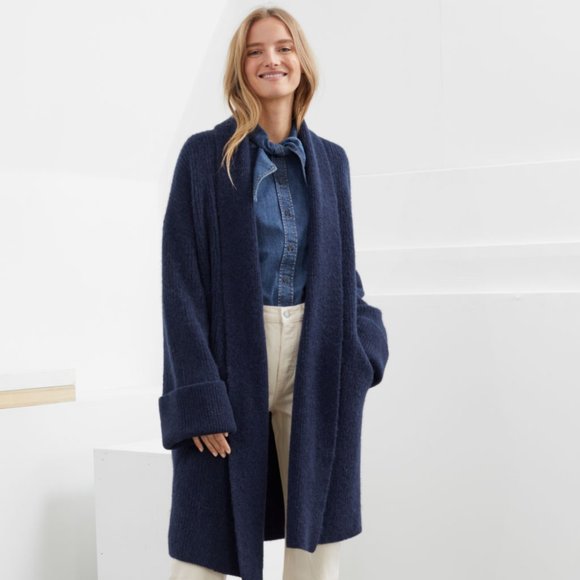 & Other Stories Sweaters - & OTHER STORIES Long Alpaca Blend Navy Sweater